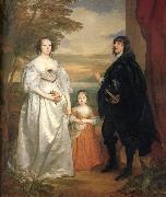 Anthony Van Dyck James,seventh earl of derby,his lady and child oil